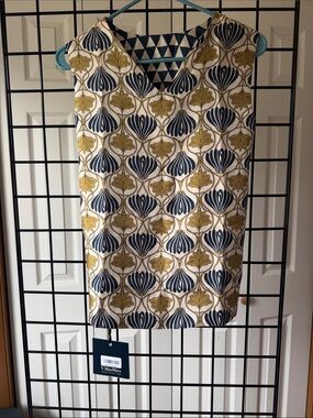 MaxMara Sleeveless Art Nouveau Silk Top in Navy, Mustard, Cream
